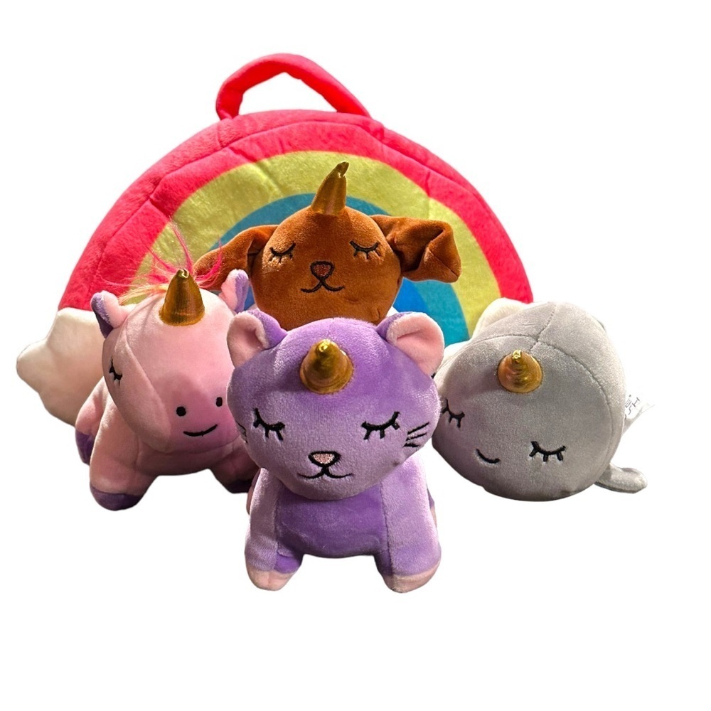PIXIE CRUSH Four Snug a Babies Toys & Rainbow Carry Case. EUC 🦄